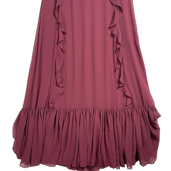 Watters & Watters Wine Red Chiffon Darcie Gown Spaghetti Strap Maxi Layered SZ 8 - Picture 7 of 15